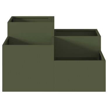 vidaXL Γλάστρα Κήπου 80x80x48 εκ. Ελαιόχρωμο Ατσάλι