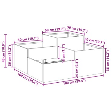 vidaXL Γλάστρα Κήπου 100x100x48 εκ Μαύρο Ατσάλι