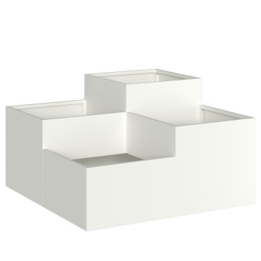 vidaXL Γλάστρα Κήπου 100x100x48 εκ Λευκό Ατσάλι
