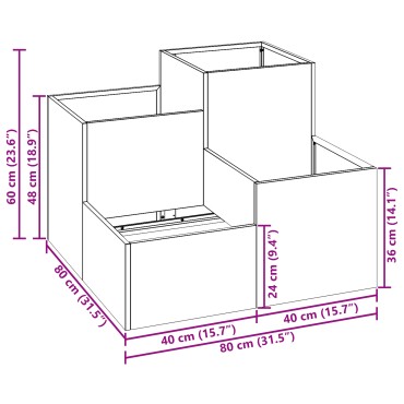 vidaXL Κήπος Γλάστρα 80x80x60 εκ Μαύρο Χάλυβα