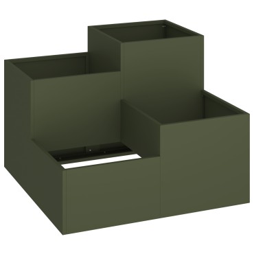 vidaXL Κηπουρική Γλάστρα 80x80x60 εκ. Πράσινος Ελαιόδεντρο Ατσάλι