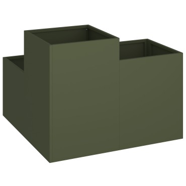 vidaXL Κηπουρική Γλάστρα 80x80x60 εκ. Πράσινος Ελαιόδεντρο Ατσάλι