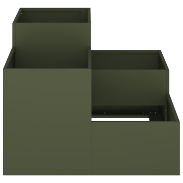 vidaXL Κηπουρική Γλάστρα 80x80x60 εκ. Πράσινος Ελαιόδεντρο Ατσάλι