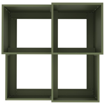 vidaXL Κηπουρική Γλάστρα 80x80x60 εκ. Πράσινος Ελαιόδεντρο Ατσάλι