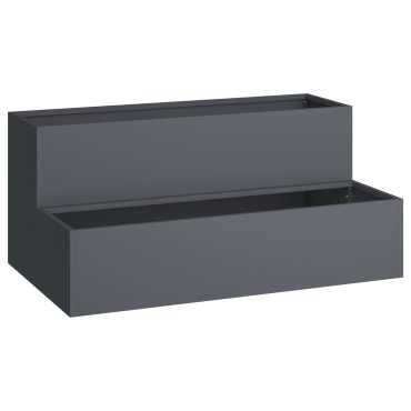 vidaXL Γλάστρα Κήπου 2-Επίπεδη 100x60x45 εκ Ανθρακί Πλαστικό