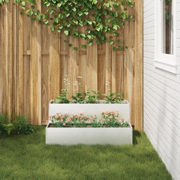 vidaXL Γλάστρα Κήπου Δύο Επιπέδων 100x60x45 εκ Ανοξείδωτο Ατσάλι
