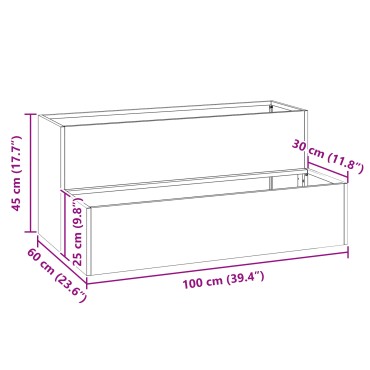 vidaXL 2-Επίπεδη Γλάστρα Κήπου, 100x60x45 εκ, Από Γαλβανισμένο Ατσάλι