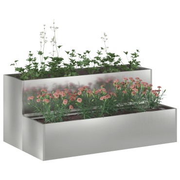 vidaXL 2-Επίπεδη Γλάστρα Κήπου, 100x60x45 εκ, Από Γαλβανισμένο Ατσάλι