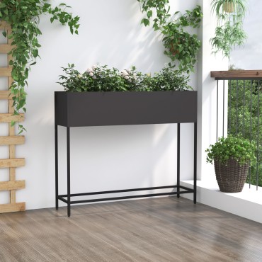 vidaXL Υψωμένο Παρτέρι Κήπου 100x26x82 εκ. Μαύρο Ατσάλι