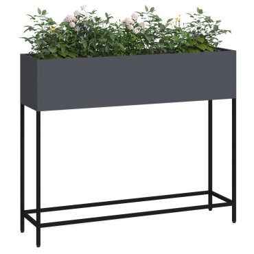 vidaXL Υψηλή Υπερυψωμένη Γλάστρα 100x26x82 εκ Ανθρακί Ατσάλι