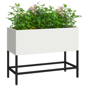 vidaXL Αναδιπλούμενη Κηπευτική Γλάστρα 60x26x45 εκ Λευκός Χάλυβας