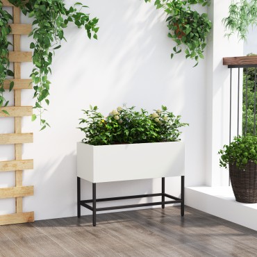 vidaXL Αναδιπλούμενη Κηπευτική Γλάστρα 60x26x45 εκ Λευκός Χάλυβας