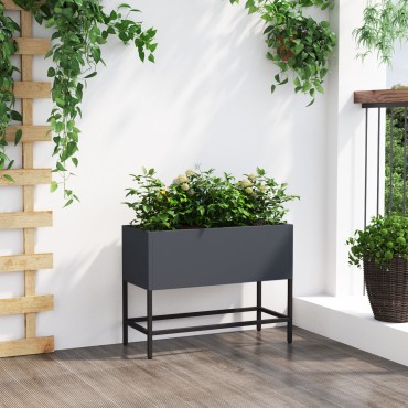 vidaXL Υψωμένος Κήπος 60x26x45 εκ. Ανθρακί Μεταλλικός