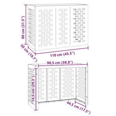vidaXL Κάλυμμα Κλιματιστικού  Μαύρο 110x50x80 εκ Ατσάλι
