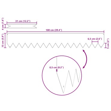 vidaXL Περίφρακτα Χλοοτάπητα 10 τμχ Λευκό 100x0,5x15 εκ Πλαστικό