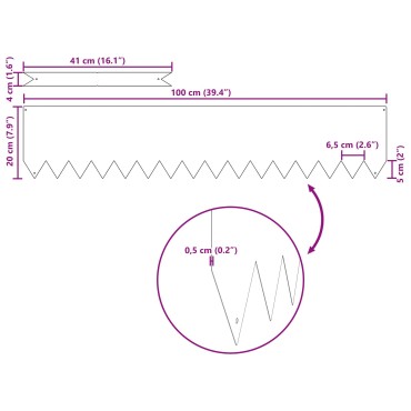 vidaXL Άκρες Κήπου  10 τεμ Μαύρο 100x0.5x20 εκ Σίδερο