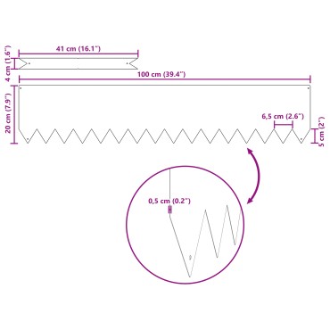 vidaXL Προστασίες Κήπου 20 τεμάχια Μαύρο 100x0.5x20 εκ Σίδερο