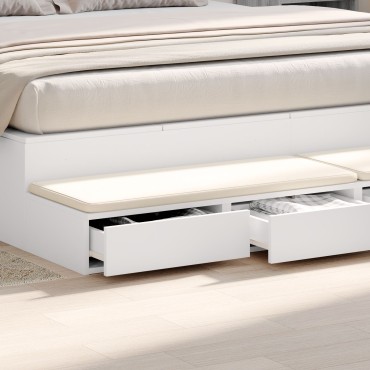 vidaXL Συρτάρια Κρεβατιού Λευκό 200x36,5x16,5cm Μηχανικά Ξύλο 1 τεμ.