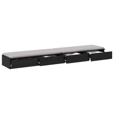 vidaXL Συρτάρια Κρεβατιού Μαύρο 200x36,5x16,5cm Επεξεργασμένο Ξύλο 1 τεμ.