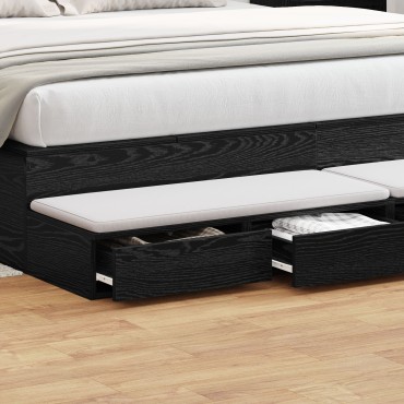 vidaXL Συρτάρια Κρεβατιού Μαύρο 200x36,5x16,5cm Επεξεργασμένο Ξύλο 1 τεμ.