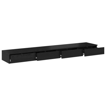 vidaXL Συρτάρια Κρεβατιού Μαύρο 200x36,5x16,5cm Επεξεργασμένο Ξύλο 1 τεμ.