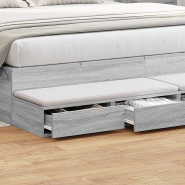 vidaXL Συρτάρια Κρεβατιού Γκρι Sonoma 200x36,5x16,5cm Κατασκευασμένο Ξύλο 1 τεμ.