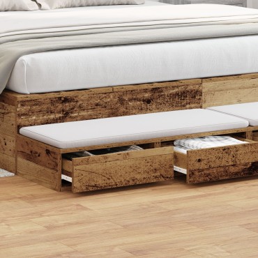 vidaXL Συρτάρια Κρεβατιού Παλιού Ξύλου 200x36,5x16,5cm Κατασκευασμένο Ξύλο 1 τεμ.