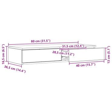 vidaXL Κρεβάτι με συρτάρια Λευκό 80x36,5x16,5cm Συνθετικό ξύλο 1 τεμ.