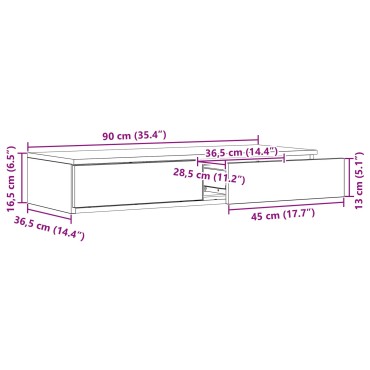 vidaXL Συρτάρια Κρεβατιού Λευκό 90x36,5x16,5cm Φτιαγμένο από Ξύλο 1 τεμ.
