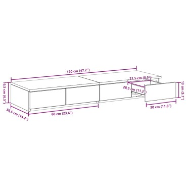 vidaXL Συρτάρια κρεβατιού Λευκό 120x36,5x16,5 εκ 1 τεμ.