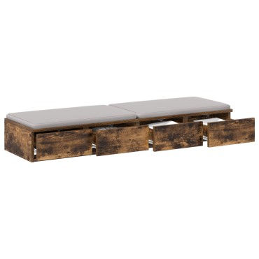 vidaXL Συρτάρια Κρεβατιού Καπνιστό Δρυς 120x36,5x16,5cm Επεξεργασμένο Ξύλο 1 τεμ.