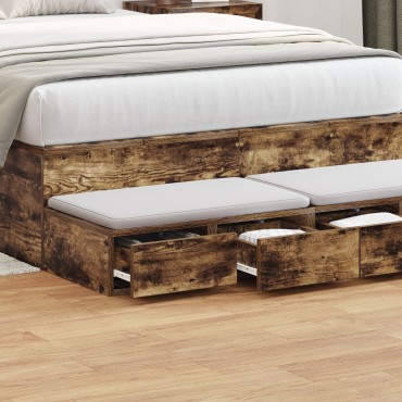 vidaXL Συρτάρια Κρεβατιού Καπνιστό Δρυς 120x36,5x16,5cm Επεξεργασμένο Ξύλο 1 τεμ.