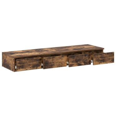 vidaXL Συρτάρια Κρεβατιού Καπνιστό Δρυς 120x36,5x16,5cm Επεξεργασμένο Ξύλο 1 τεμ.