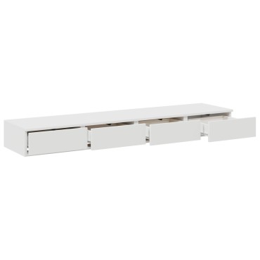 vidaXL Κομοδίνα Λευκό Επεξεργασμένο ξύλο 150x36.5x16.5cm Συρτάρια 1 τεμ.