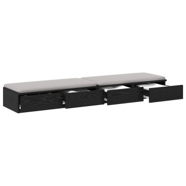 vidaXL Κομοδίνα Μαύρη Δρυς Ξύλο 150x36.5x16.5cm Κομοδίνο 1 τεμ.