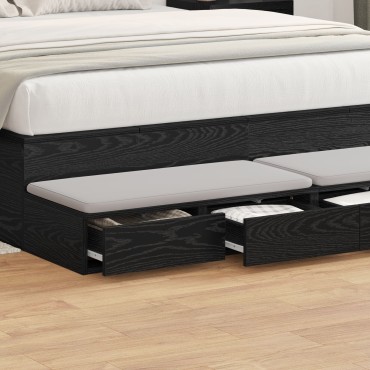 vidaXL Κομοδίνα Μαύρη Δρυς Ξύλο 150x36.5x16.5cm Κομοδίνο 1 τεμ.