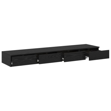 vidaXL Κομοδίνα Μαύρη Δρυς Ξύλο 150x36.5x16.5cm Κομοδίνο 1 τεμ.