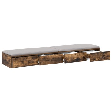 vidaXL Συρτάρια κρεβατιού Καπνιστής Δρύς 150x36,5x16,5cm Επεξεργασμένο ξύλο 1 τεμ.