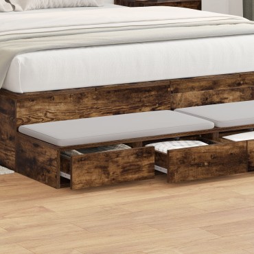 vidaXL Συρτάρια κρεβατιού Καπνιστής Δρύς 150x36,5x16,5cm Επεξεργασμένο ξύλο 1 τεμ.