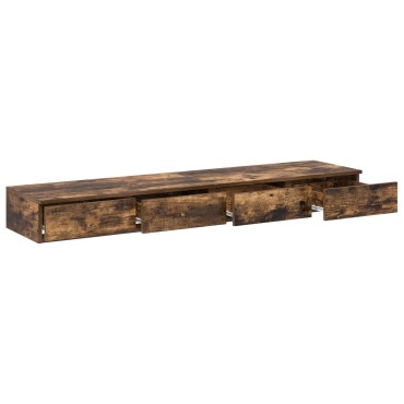 vidaXL Συρτάρια κρεβατιού Καπνιστής Δρύς 150x36,5x16,5cm Επεξεργασμένο ξύλο 1 τεμ.
