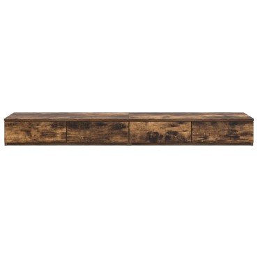 vidaXL Συρτάρια κρεβατιού Καπνιστής Δρύς 150x36,5x16,5cm Επεξεργασμένο ξύλο 1 τεμ.