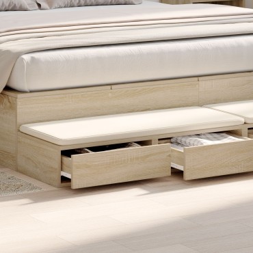 vidaXL Συρτάρια Κρεβατιού Σονούμα Δρυς 180x36,5x16,5cm Επεξεργασμένου Ξύλου 1 τεμ.