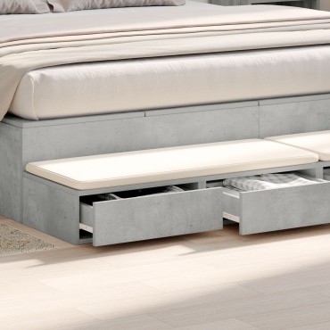 VidaXL Συρτάρια Κρεβατιού Γκρι Σκυροδέματος 180x36,5x16,5cm Επεξεργασμένο Ξύλο 1 τεμ.