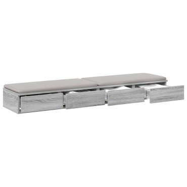 vidaXL Συρτάρια Κρεβατιού Γκρι Sonoma 135x36,5x16,5cm Ξύλο Μηχανής 1 τεμ.