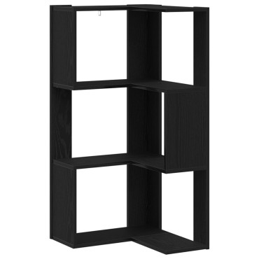 vidaXL Γωνιακή Βιβλιοθήκη 3-Ράφια Μαύρη Δρυς 50x50x102cm Κατασκευασμένο Ξύλο 1 τεμ.
