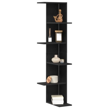 vidaXL Γωνιακό Ράφι Μαύρο Δρυς 36,5x36,5x140cm Επεξεργασμένο Ξύλο