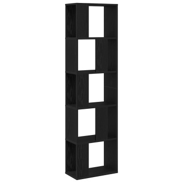 βιβλιοθήκη vidaXL 5-επίπεδη Μαύρο Δρύς 45x23,5x162,5cm Επεξεργασμένο ξύλο