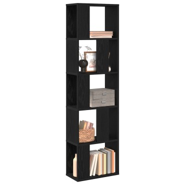 βιβλιοθήκη vidaXL 5-επίπεδη Μαύρο Δρύς 45x23,5x162,5cm Επεξεργασμένο ξύλο