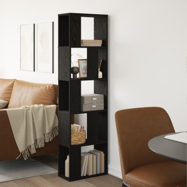 βιβλιοθήκη vidaXL 5-επίπεδη Μαύρο Δρύς 45x23,5x162,5cm Επεξεργασμένο ξύλο