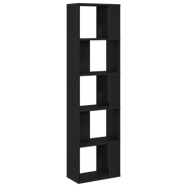 βιβλιοθήκη vidaXL 5-επίπεδη Μαύρο Δρύς 45x23,5x162,5cm Επεξεργασμένο ξύλο